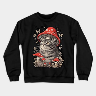 Cottagecore Aesthetic Cat Fashion Crewneck Sweatshirt